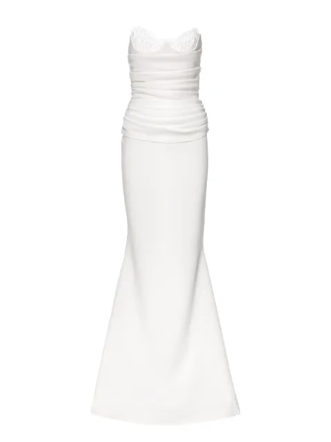 Ana Radu lace-embellished ruched gown