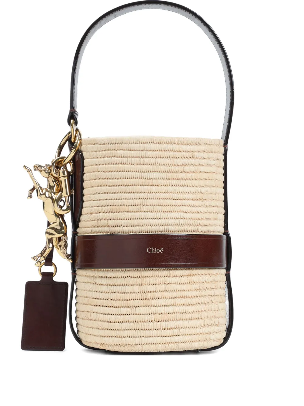 Chloé logo raffia shoulder bag