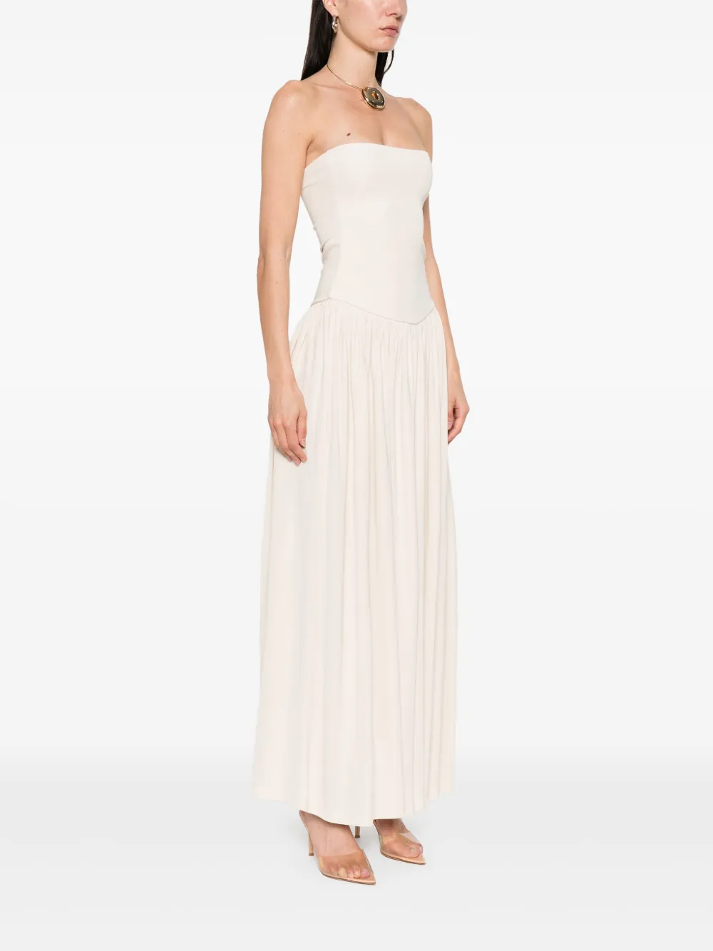 Aya Muse Strapless midi-jurk Beige