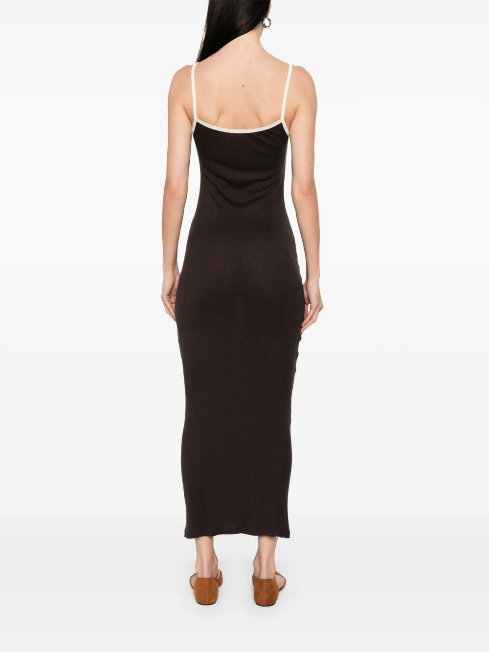 Aya Muse Geribbelde midi-jurk Bruin