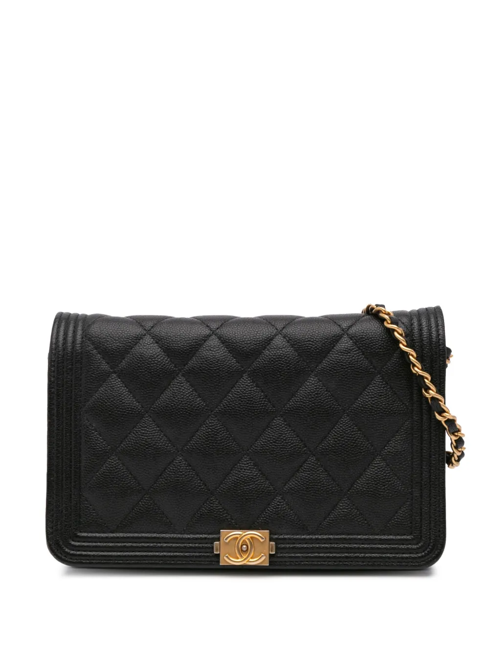 CHANEL Pre-Owned 2018 マトラッセ キャビア ボーイ ウォレットオンチェーン ショルダーバッグ - ブラック CHANEL Pre-Owned 2018 マトラッセ キャビア ボーイ ウォレットオンチェーン ショルダーバッグ - ブラック