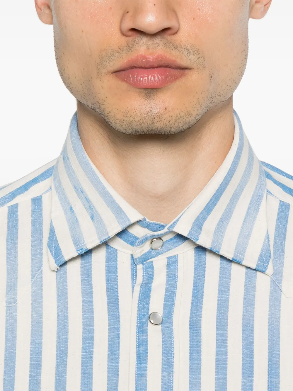 SARTORIO NAPOLI Gestreept overhemd Blauw