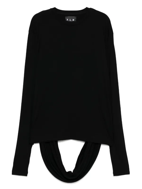 Silk Pure BLACK T P.L.N. トップス Fitted HANRO – 71719-019 Black | Top Neck Crew Silk トップス