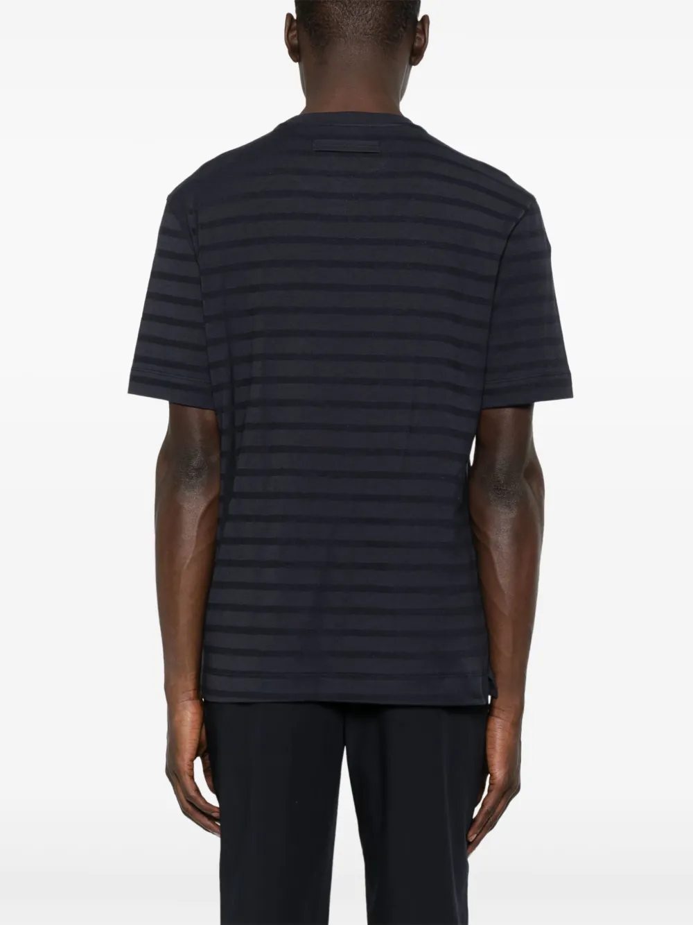 Zegna Gestreept T-shirt Blauw