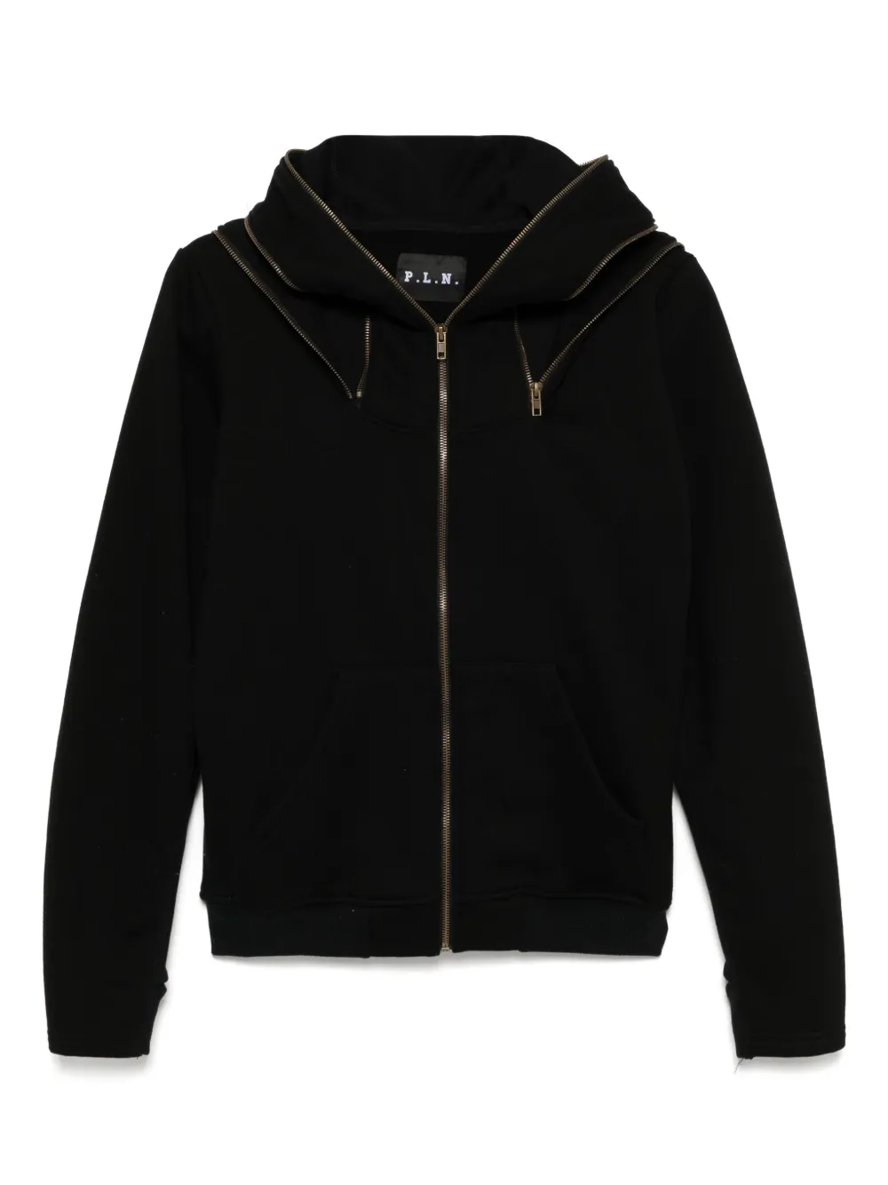 P.L.N. long-sleeve hoodiew | Black | Image 1
