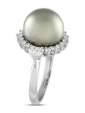 LB Exclusive platinum diamond and pearl halo ring - Silver