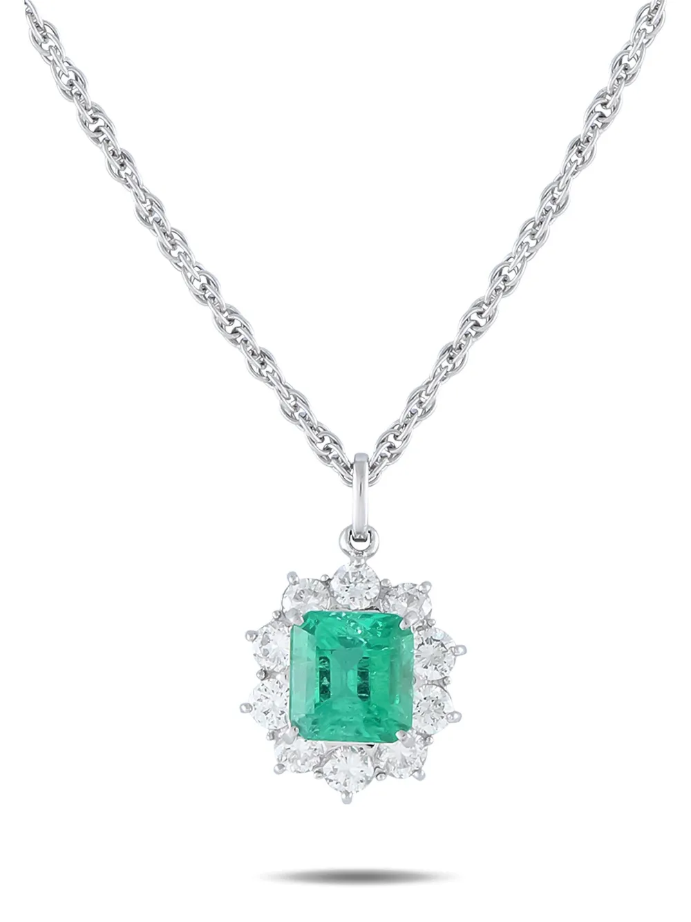 LB Exclusive platinum emerald and diamond necklace - シルバートーン LB Exclusive platinum emerald and diamond necklace - シルバートーン