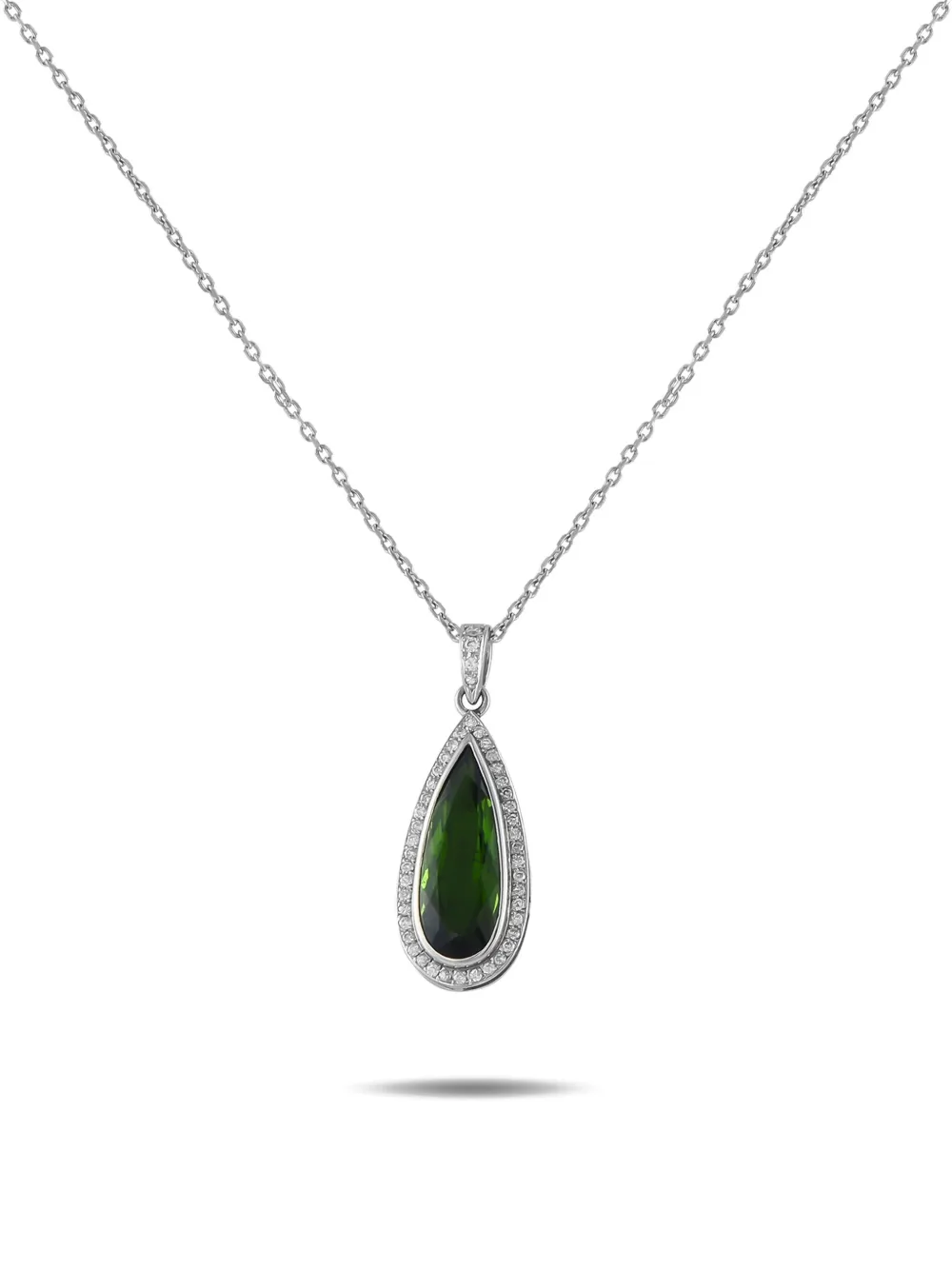 LB Exclusive platinum diamona and tourmaline pendant necklace - LB Exclusive platinum diamona and tourmaline pendant necklace -