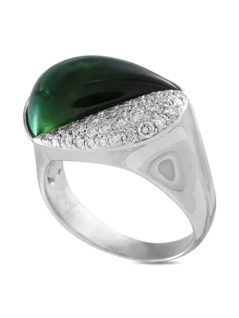 LB Exclusive 18K white gold diamond and tourmaline ring