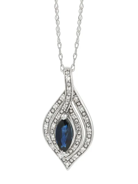 LB Exclusive collar en oro blanco de 14kt con diamantes y zafiro 