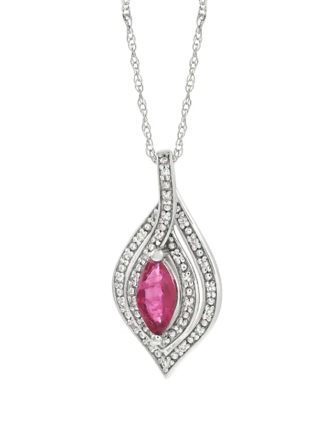 LB Exclusive collar en oro blanco de 14kt con diamante y rubí