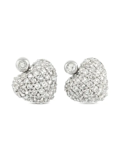 LB Exclusive 14K white gold Heart diamond earrings