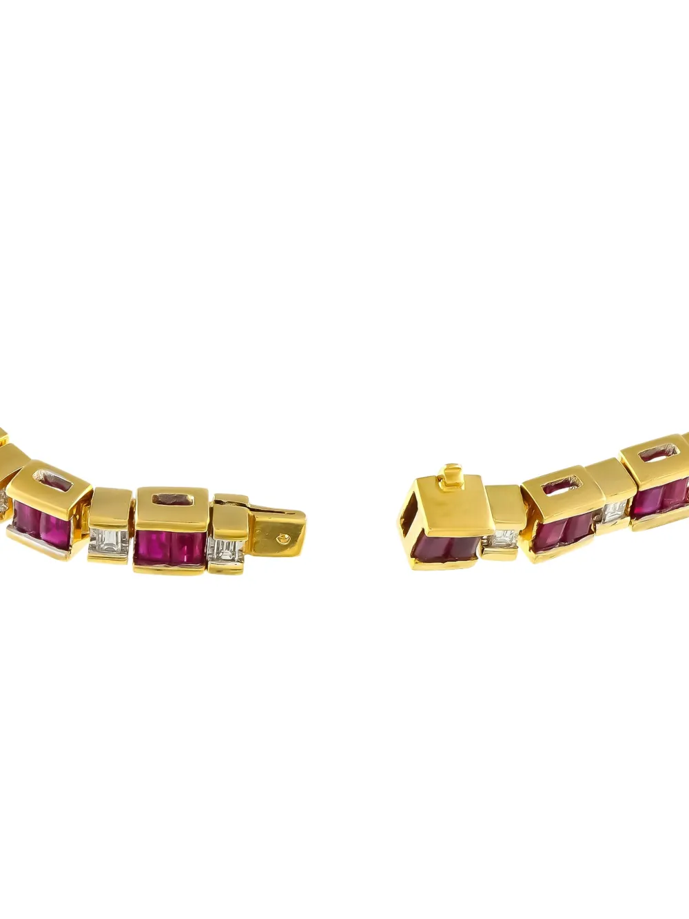 Pre-owned Lb Exclusive 18k Yellow Gold Diamond And Ruby Bracelet
