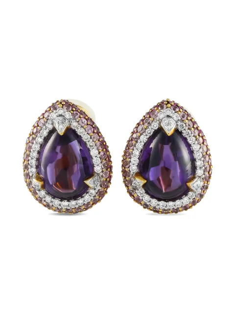 LB Exclusive 18K yellow gold multi-stone clip-on earrings
