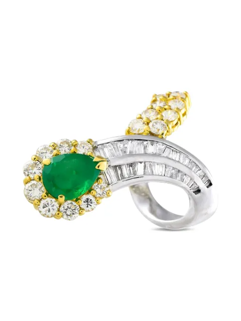LB Exclusive 18kt yellow gold emerald and diamond ring