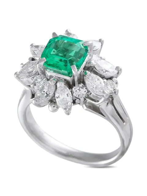 LB Exclusive platinum diamond and emeral ring
