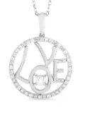LB Exclusive 14 white gold diamond pendant necklace - Silver