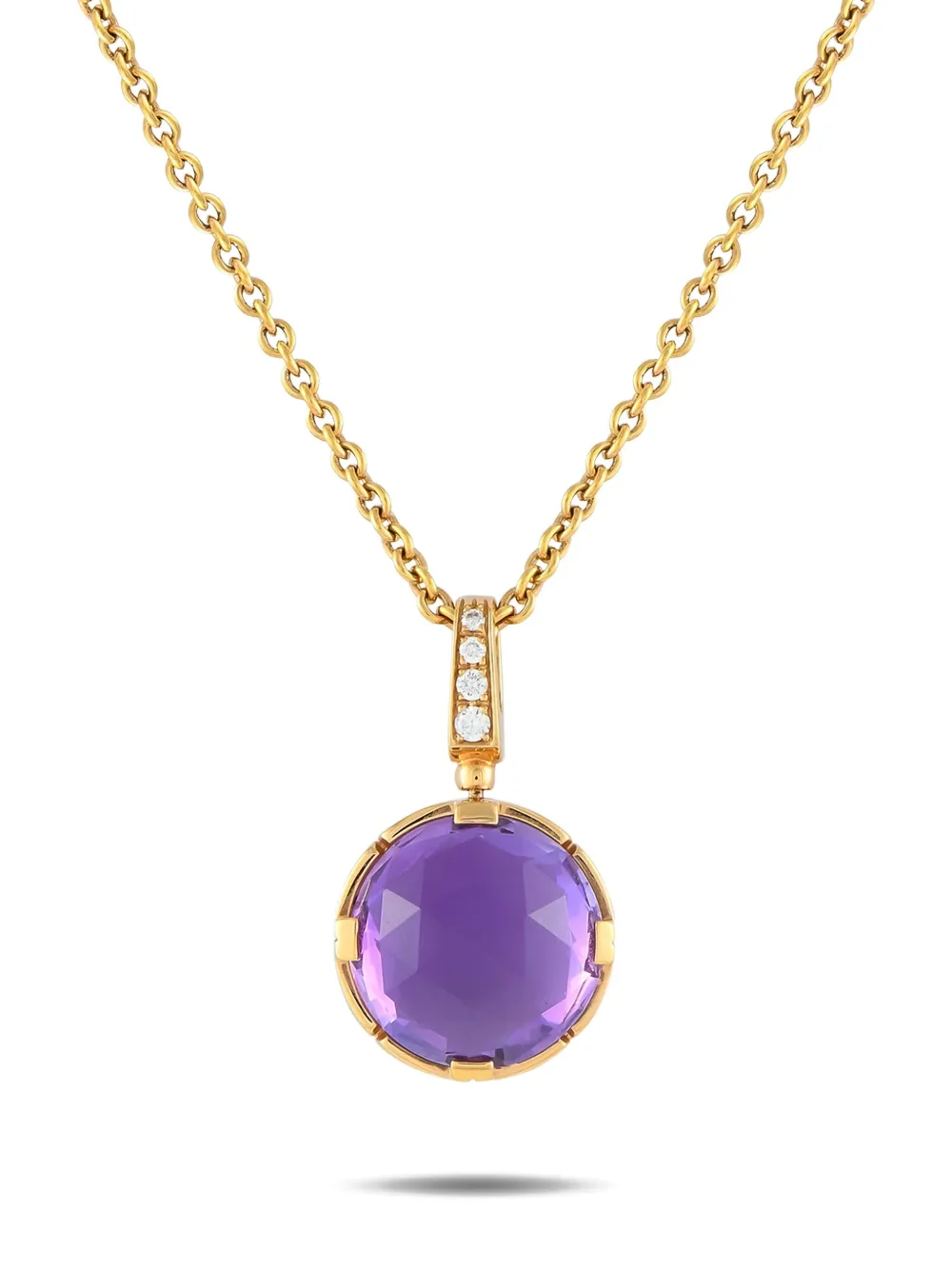 Pre-owned Bvlgari 18k Rose Gold Parentesi Diamond And Amethyst Necklace In 粉色
