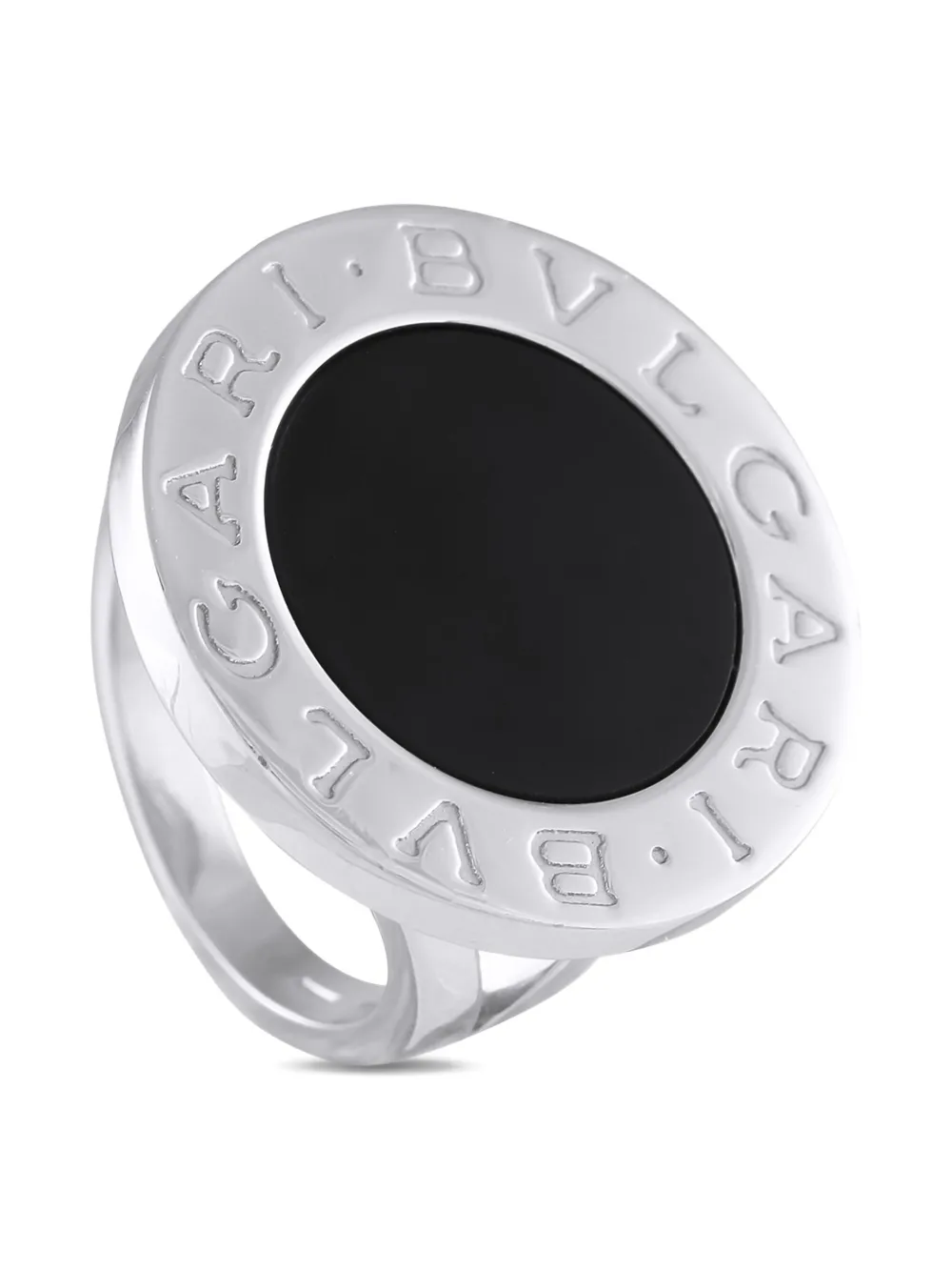Bvlgari Pre-Owned Twisted オニキス リング 18Kホワイトゴールド - シルバートーン Bvlgari Pre-Owned Twisted オニキス リング 18Kホワイトゴールド - シルバートーン