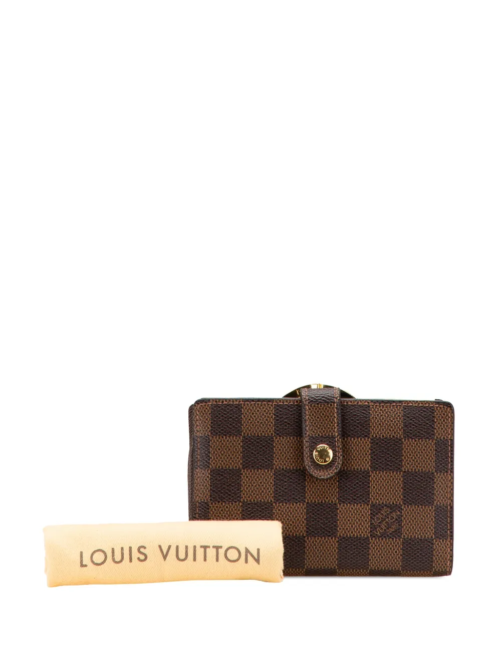 Pre-owned Louis Vuitton 2005 Damier Ebene Porte Monnaie Billets Viennois Small Wallets In Brown