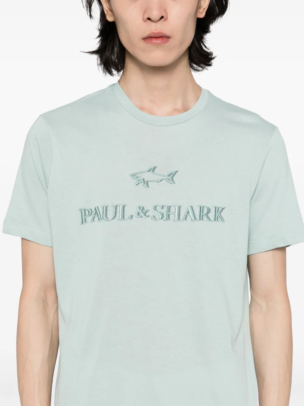 Paul & Shark T-shirt met geborduurd logo Groen