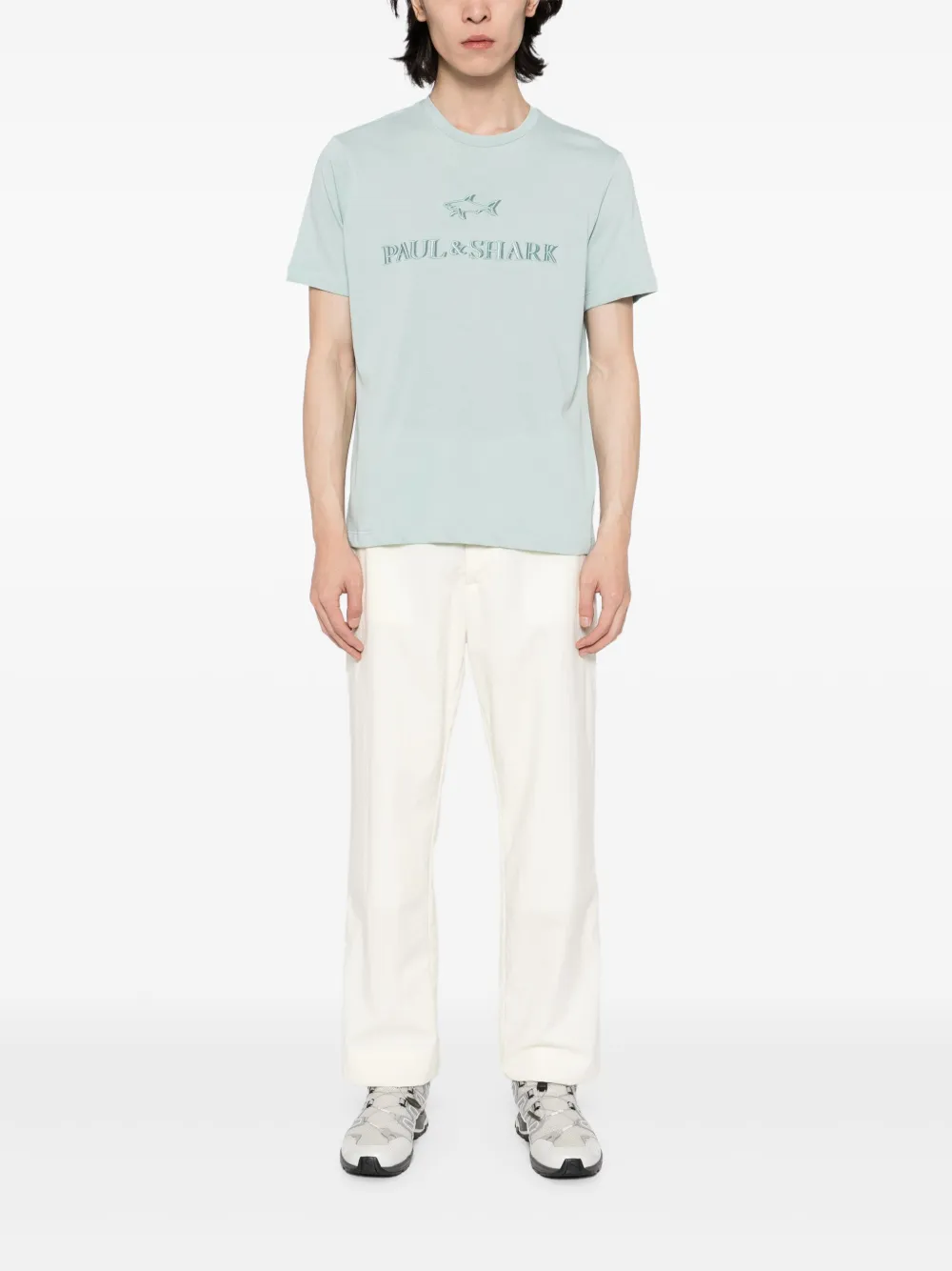 Paul & Shark T-shirt met geborduurd logo Groen