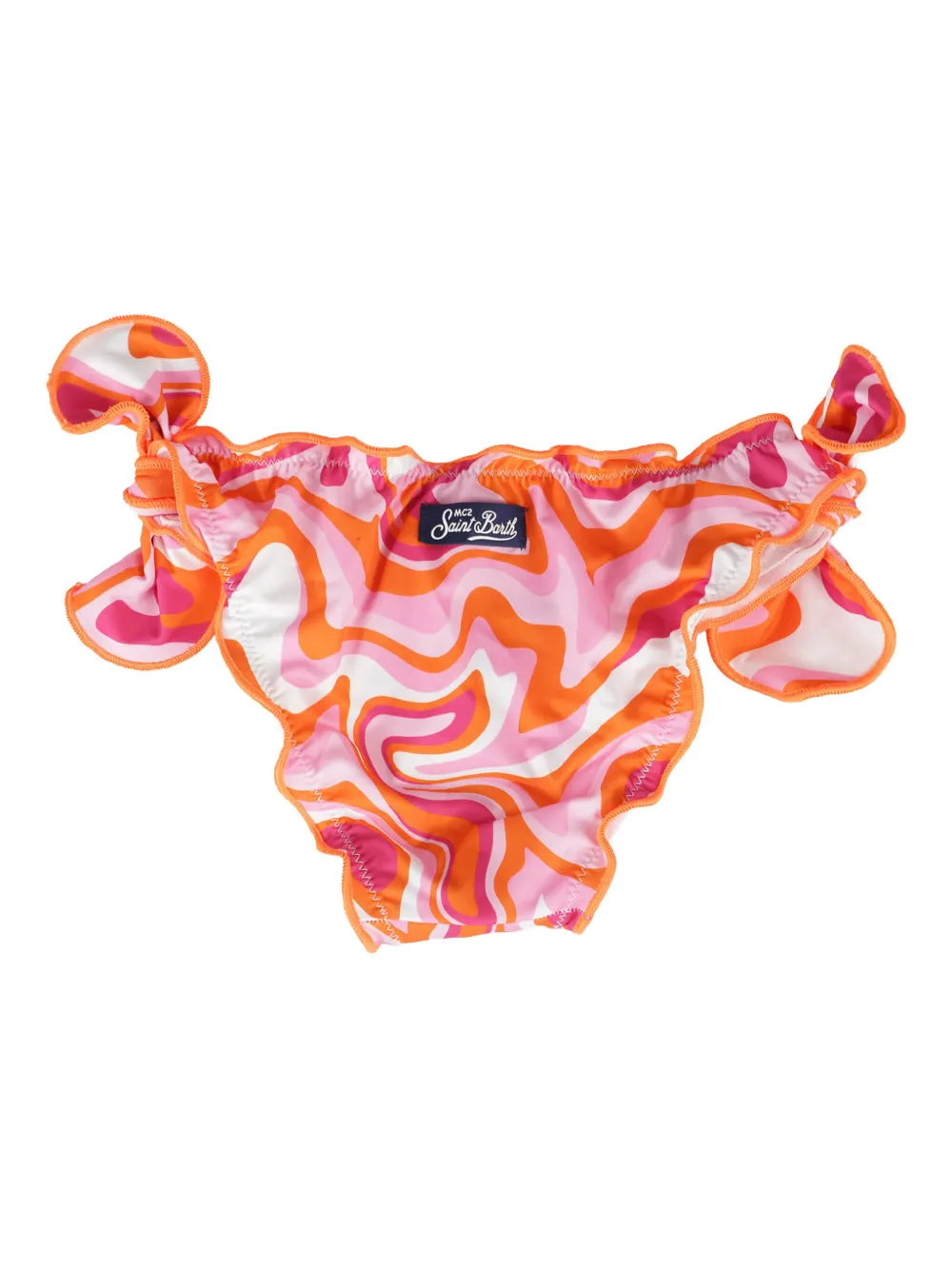 MC2 Saint Barth Kids Bikinislip met ruches en print Oranje