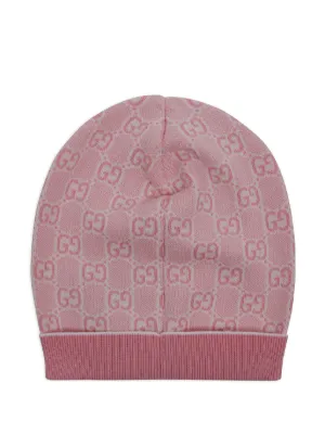 GUCCI ベビーニット帽子 52cm Baby GG cotton hat in blue and ivory | GUCCI® US