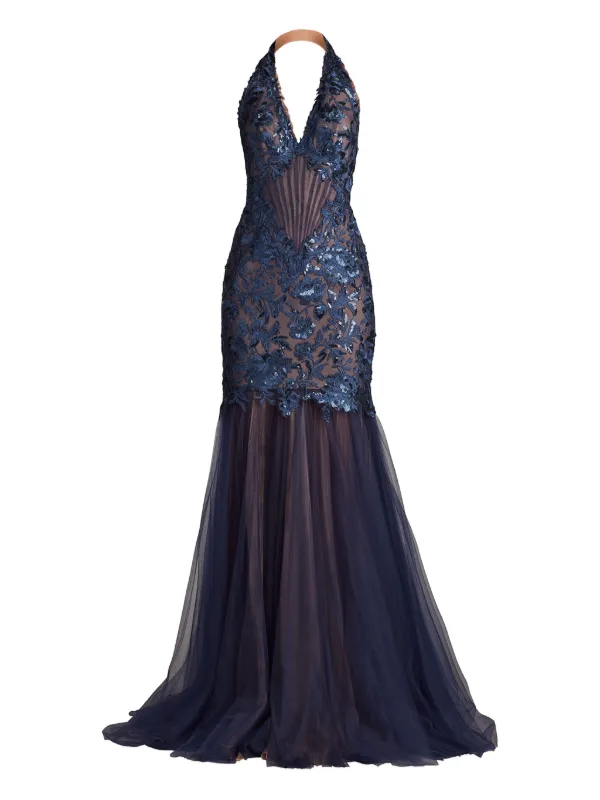 green emerald velvet dress Tadashi Shoji CHQ25199L Long Floral Pleated Formal Dress – The Dress Outlet main image 1