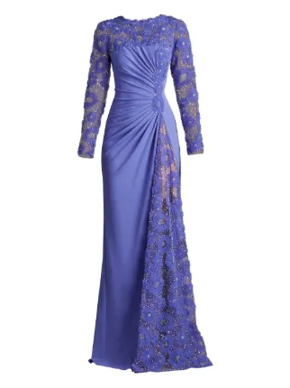 fitted lace wedding dress Tadashi Shoji Draped One-Shoulder Taffeta Crepe Gown main image 0