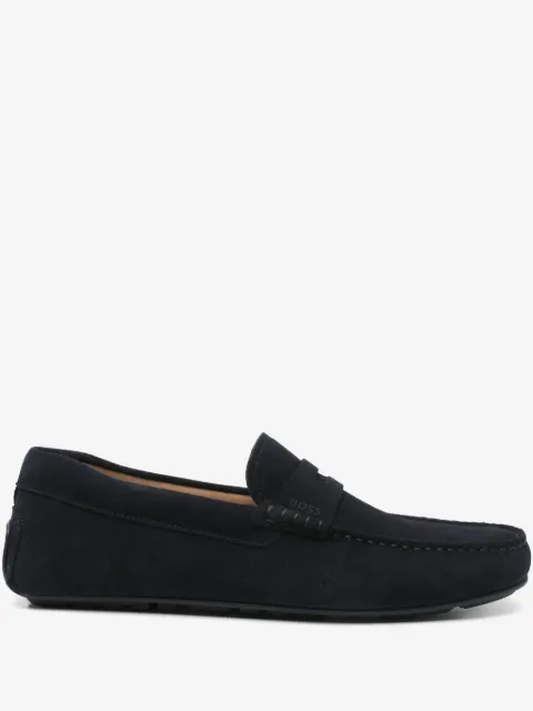 BOSS penny-trim moccasins in suede