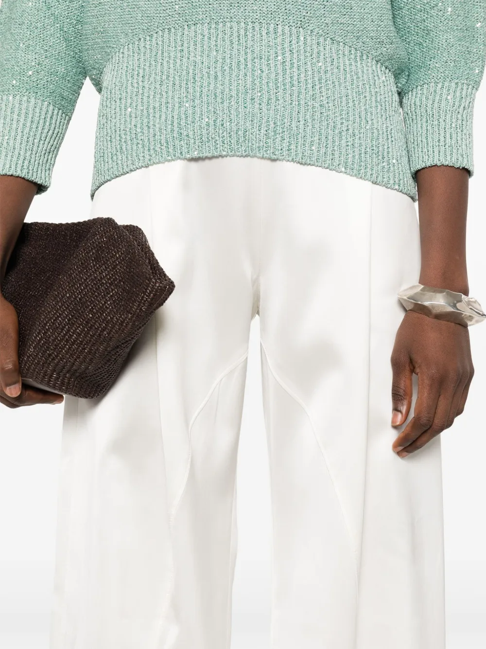 Ermanno Scervino Satijnen broek Wit