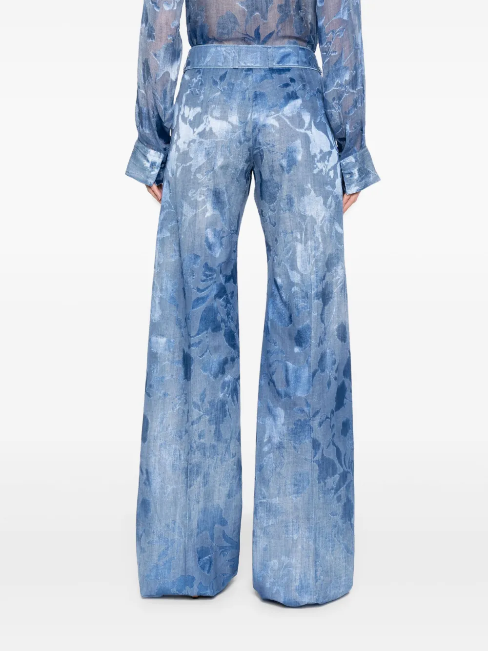 Ermanno Scervino Broek met bloemen-jacquard Blauw