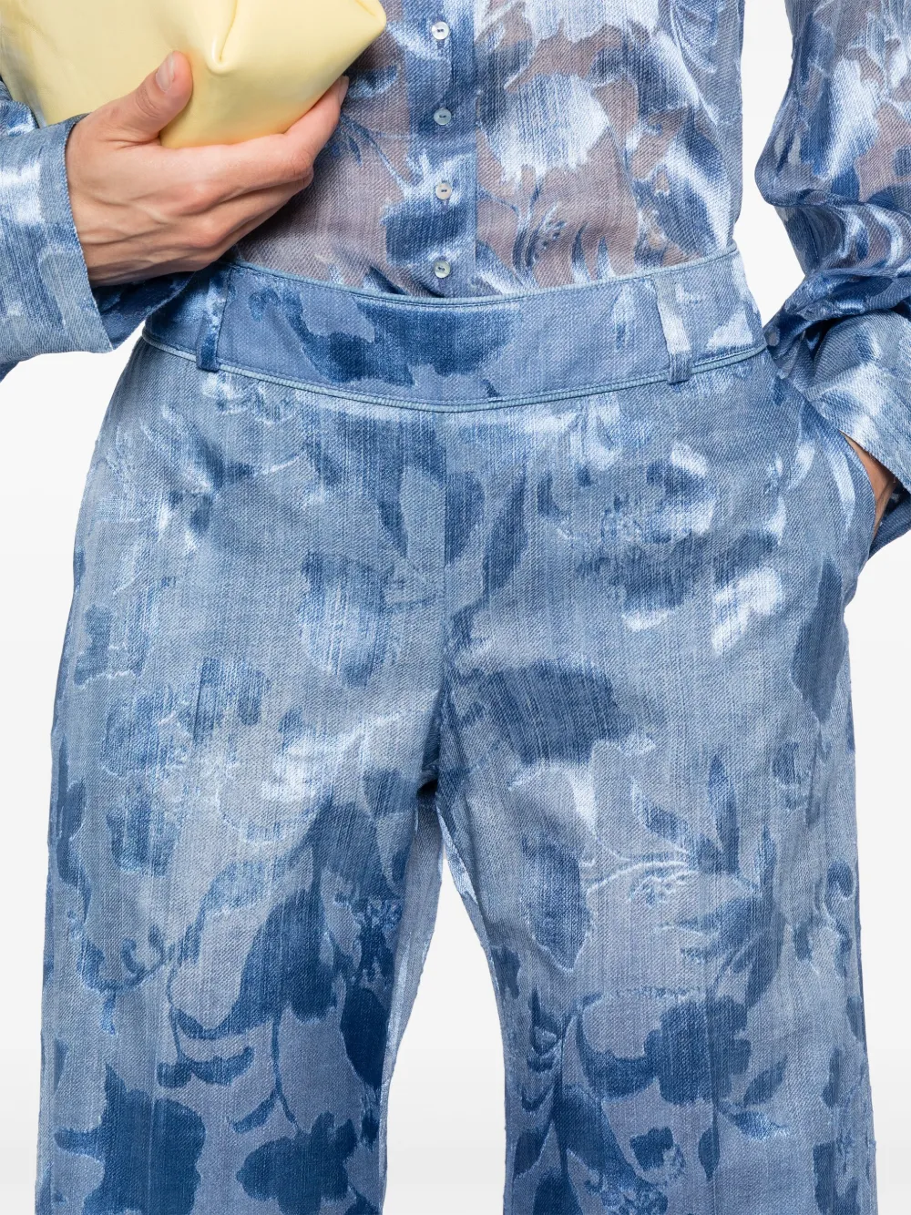 Ermanno Scervino Broek met bloemen-jacquard Blauw