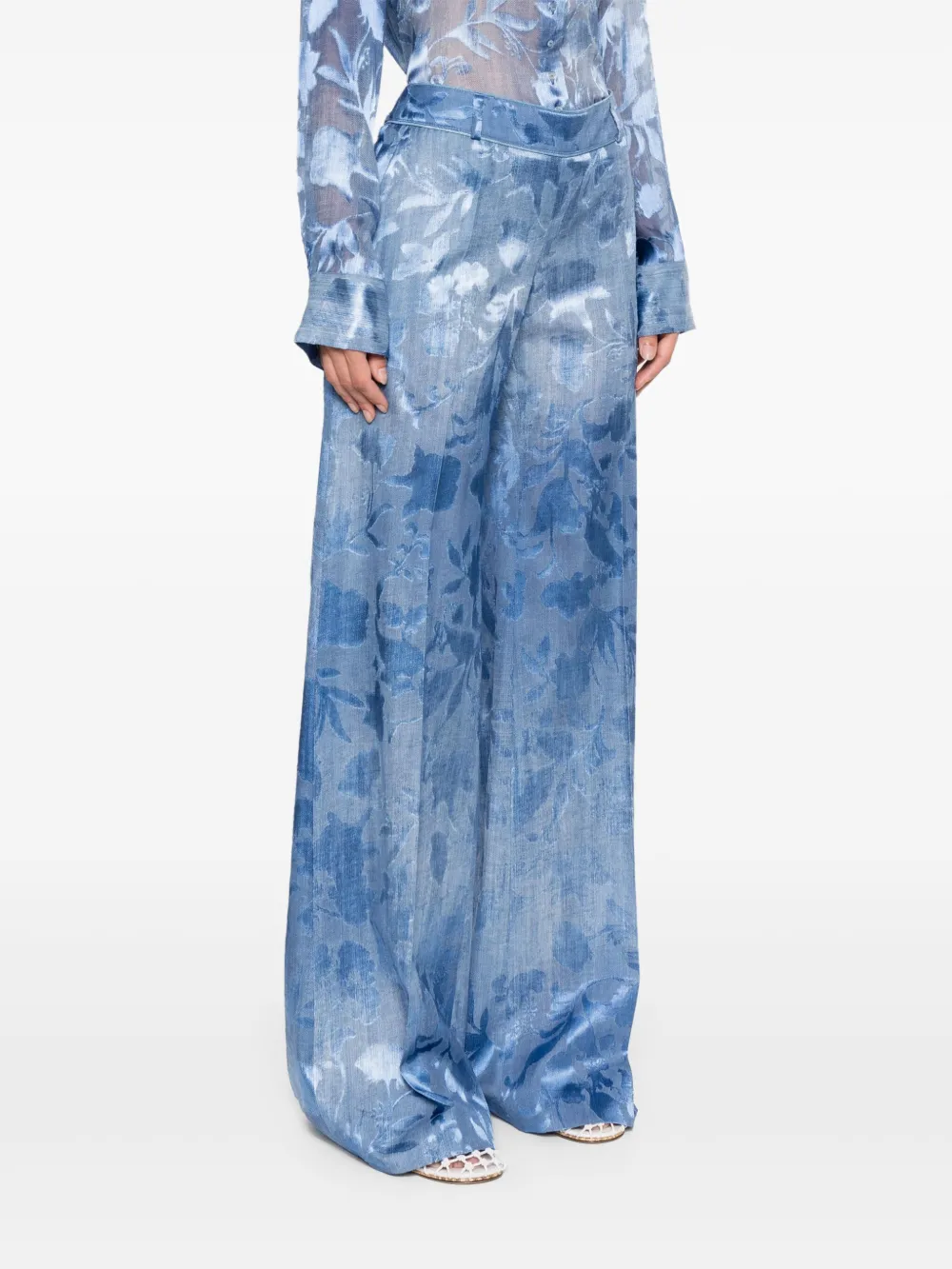 Ermanno Scervino Broek met bloemen-jacquard Blauw
