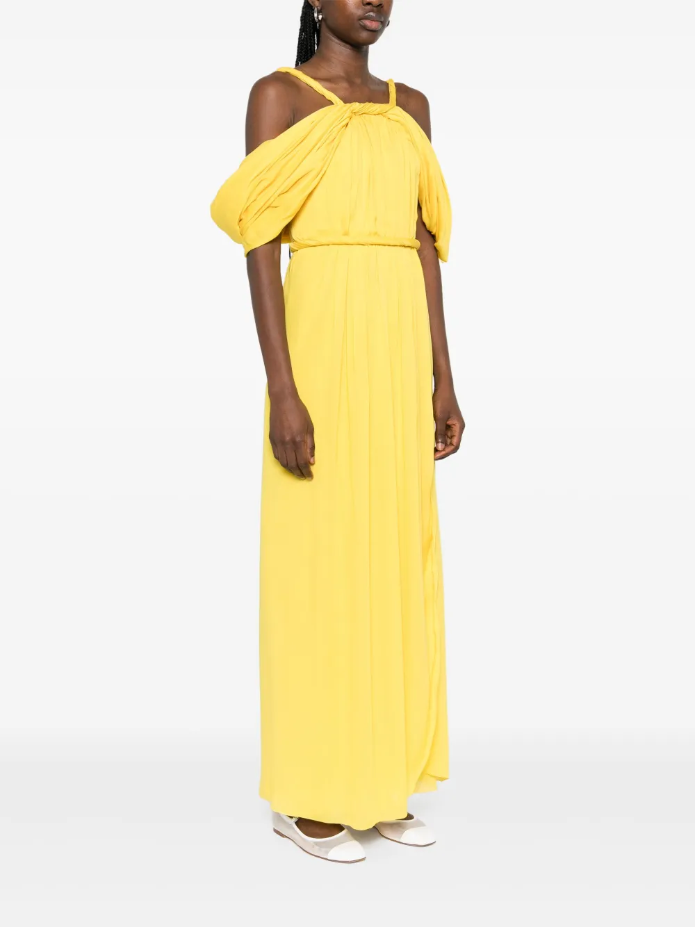 Giambattista Valli Gedrapeerde maxi-jurk Geel