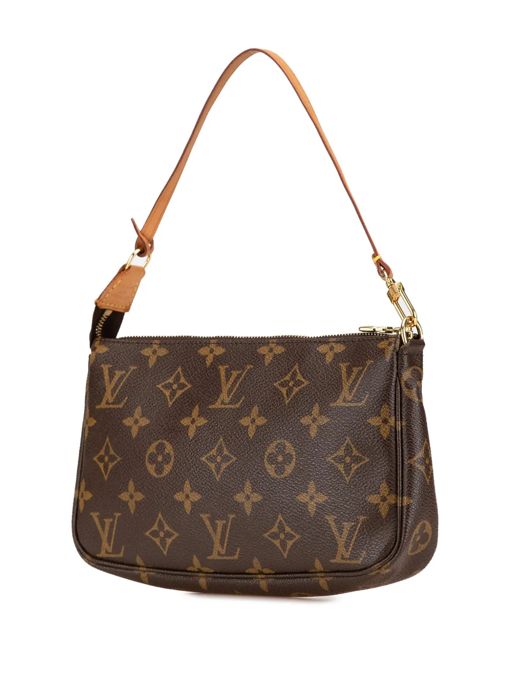 Pre-owned Louis Vuitton 2003 Monogram Pochette Accessoires Shoulder Bag In Brown