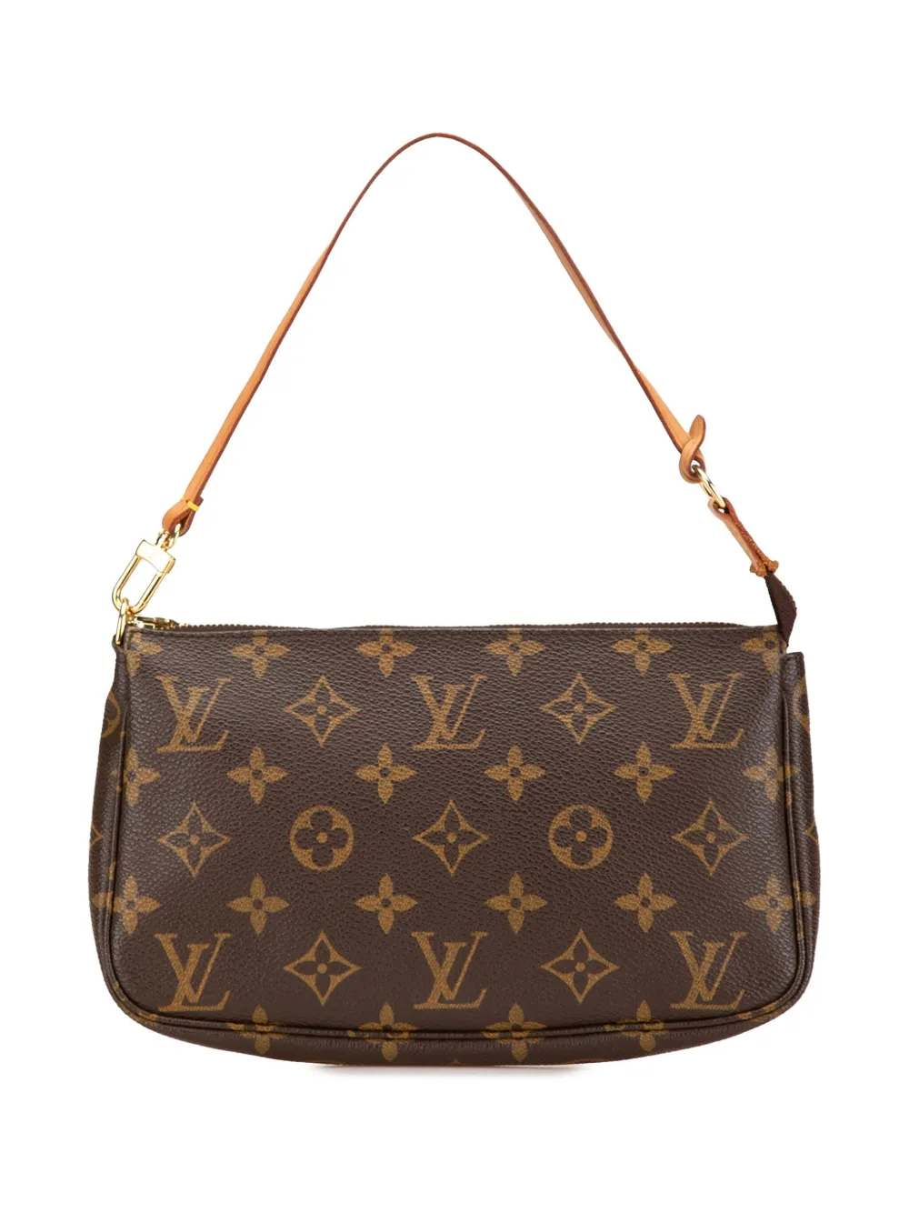 Pre-owned Louis Vuitton 2003 Monogram Pochette Accessoires Shoulder Bag In Brown
