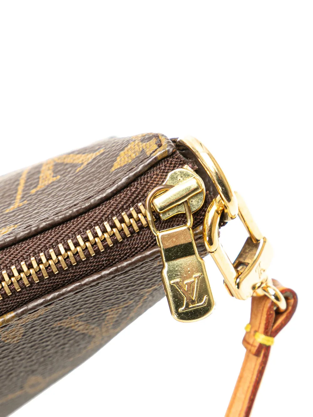 Pre-owned Louis Vuitton 2003 Monogram Pochette Accessoires Shoulder Bag In Brown
