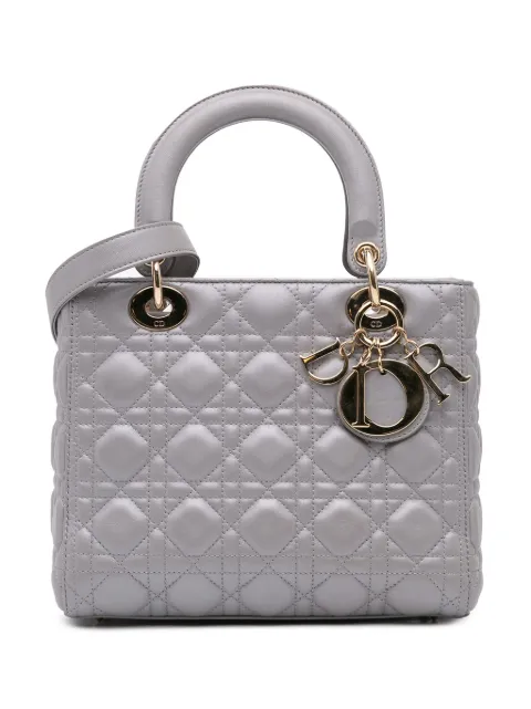Christian Dior Pre-Owned 2018 Medium Pearlescent Lambskin Cannage Lady Dior satchel