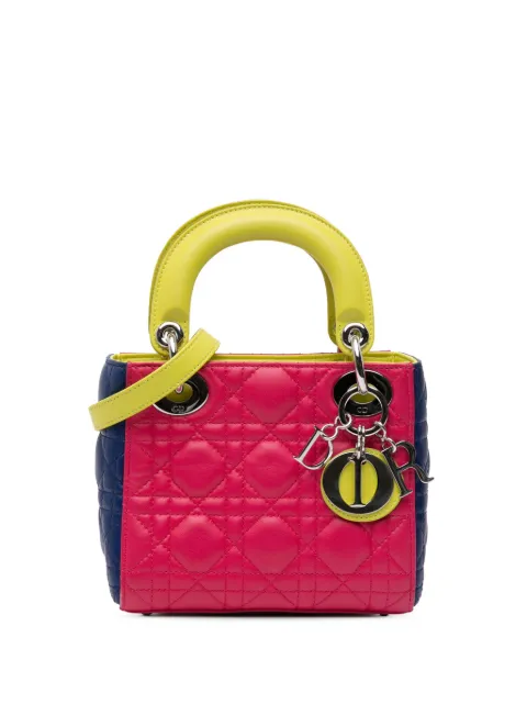 Christian Dior Pre-Owned 2013 Mini Tricolor Lambskin Cannage Lady Dior satchel