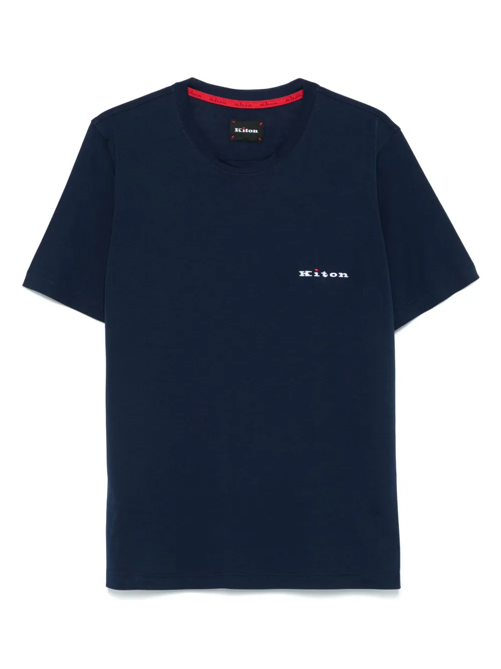 Kiton T-shirt met geborduurd logo Blauw