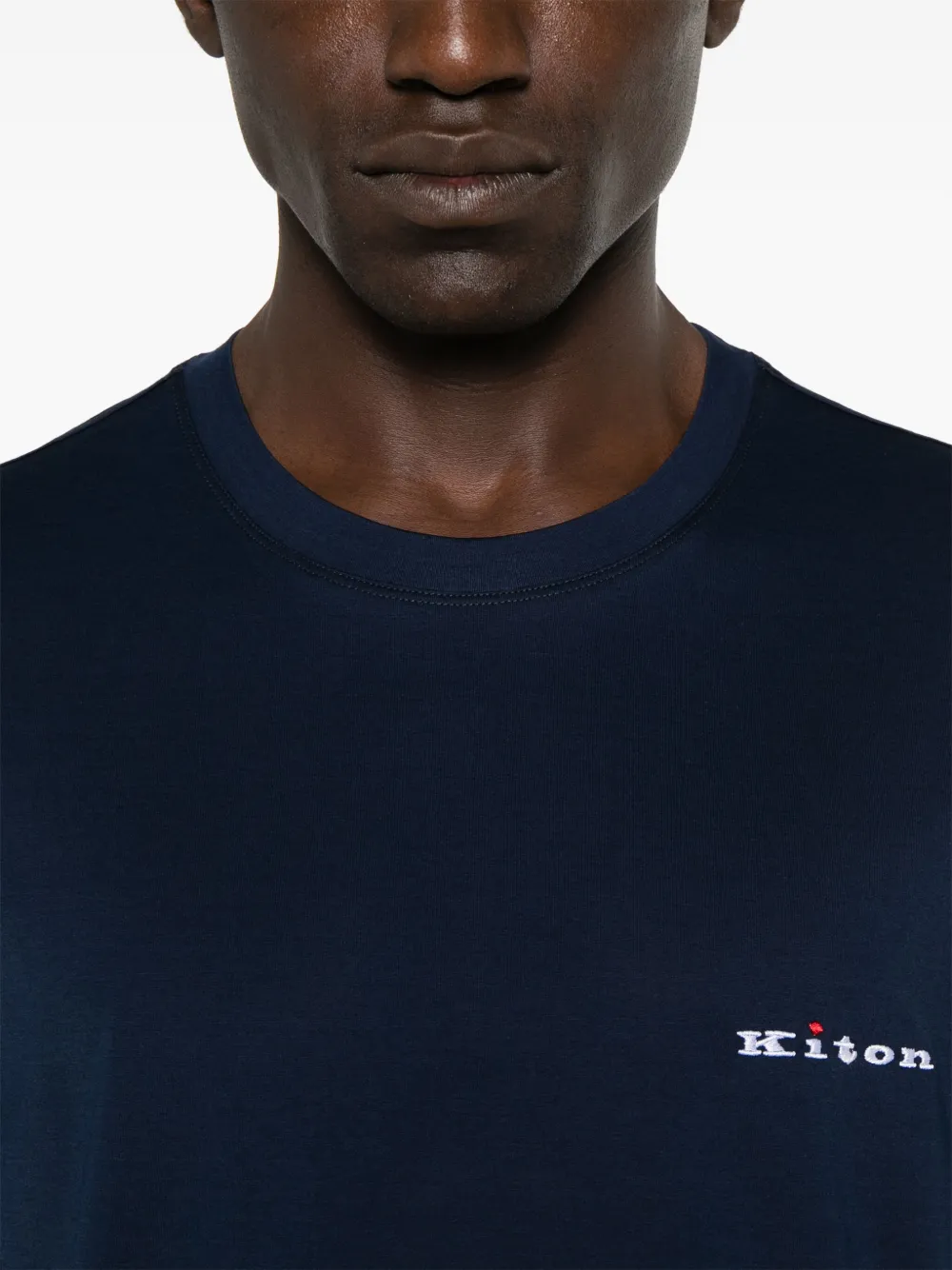 Kiton T-shirt met geborduurd logo Blauw