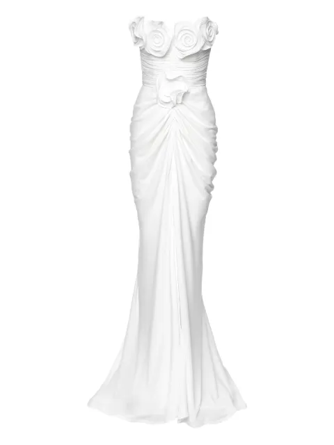 Ana Radu Schulterfreies Abendkleid mit Blumendetail