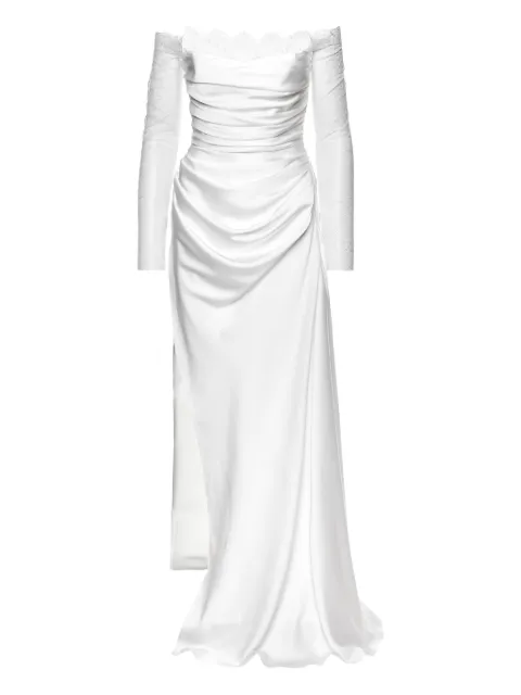 Ana Radu off-shoulder lace-sleeved gown