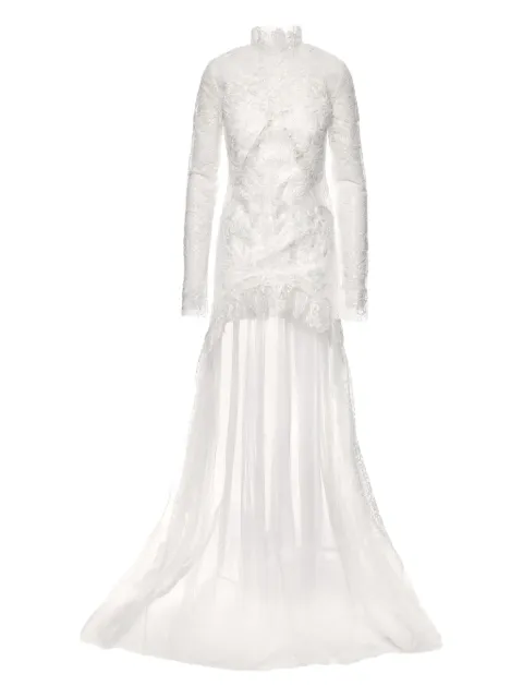 Ana Radu lace-patterned long-sleeve gown