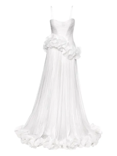 Ana Radu ruffled-appliqué pleated gown
