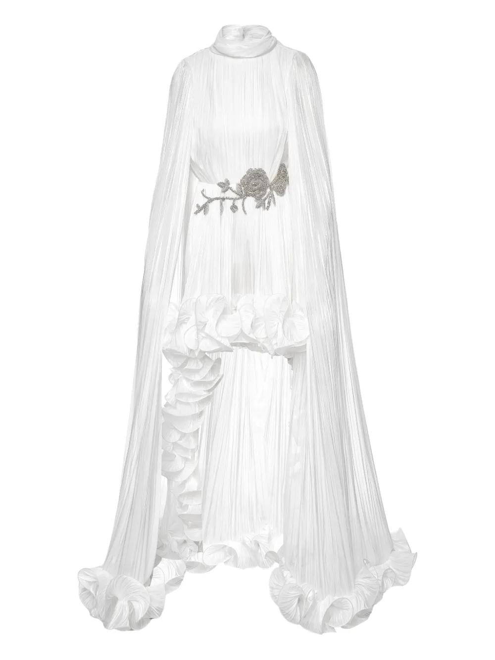Ana Radu Vestido pelerine com pregas | Branco | Image 1