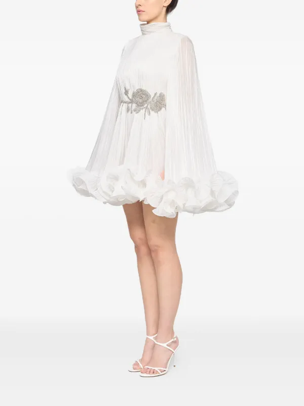 knee length dresses for ladies TILLY Cape Sleeve Mini Dress in White