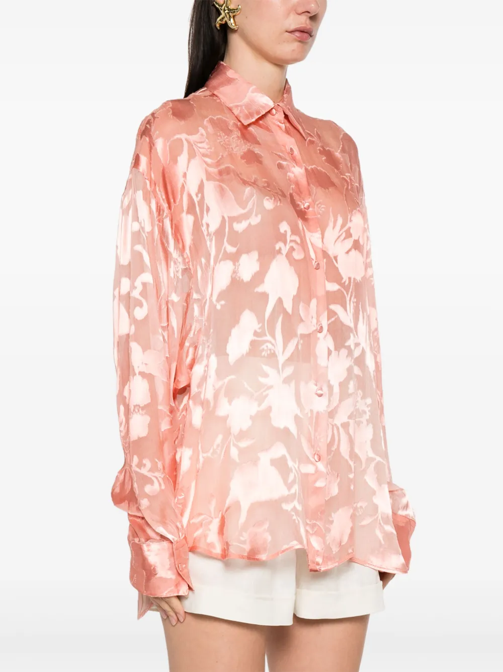 Ermanno Scervino Blouse met bloemen-jacquard Roze
